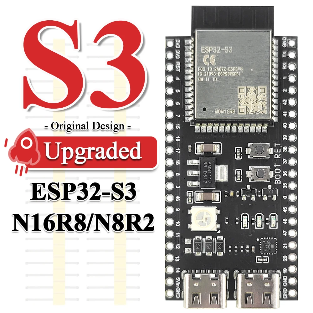 Płytka rozwojowa ESP32-S3 Moduł Wifi 2.4G dla Arduino ESP IDF ESP32-S3 N8R2 N16R8 44Pin Type-C 8M PSRAM… Płytka rozwojowa ESP32-S3 Moduł Wifi 2.4G dla Arduino ESP IDF ESP32-S3 N8R2 N16R8 44Pin Type-C 8M PSRAM…