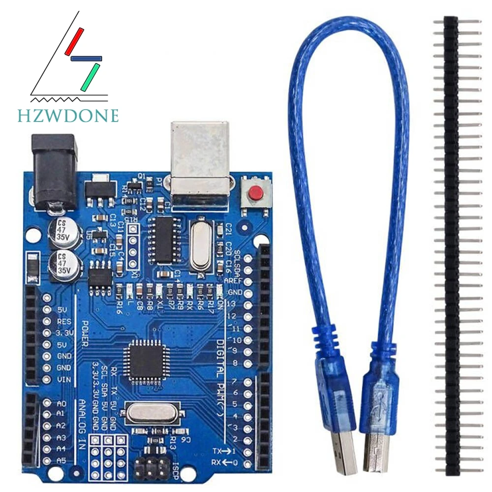 Płytka UN0 R3 Płytka rozwojowa ATmega328P z listwą pinową i kablem kompatybilna z projektami Arduino IDE Płytka UN0 R3 Płytka rozwojowa ATmega328P z listwą pinową i kablem kompatybilna z projektami Arduino IDE