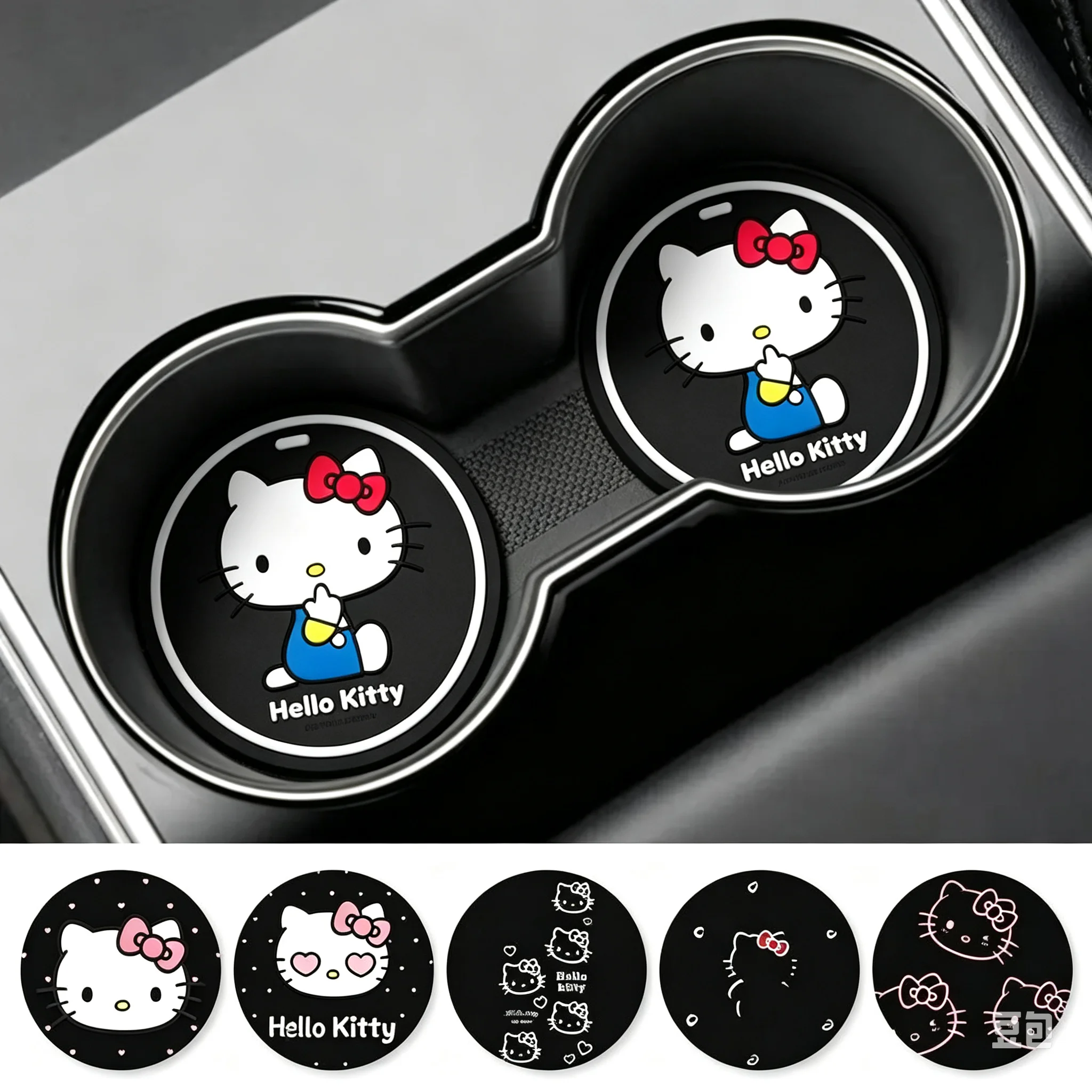 Podkładka do uchwytu na kubek w samochodzie z nadrukiem Hello Kitty, urocza, kreskówkowa, chłonna mata na… Podkładka do uchwytu na kubek w samochodzie z nadrukiem Hello Kitty, urocza, kreskówkowa, chłonna mata na…