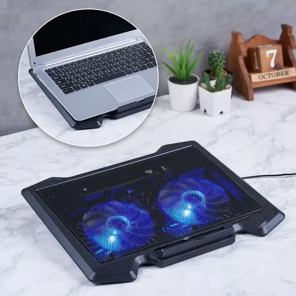 Podstawka chłodząca pod laptopa 13 14 15,6 17 cali z oświetleniem LED, zasilana przez USB, cichy wentylator…