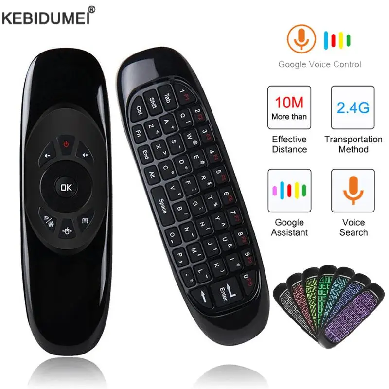 Podświetlana myszka powietrzna C120 2.4G RF Bezprzewodowa Mini Klawiatura Inteligentny Żyroskop Pilot Zdalnego…
