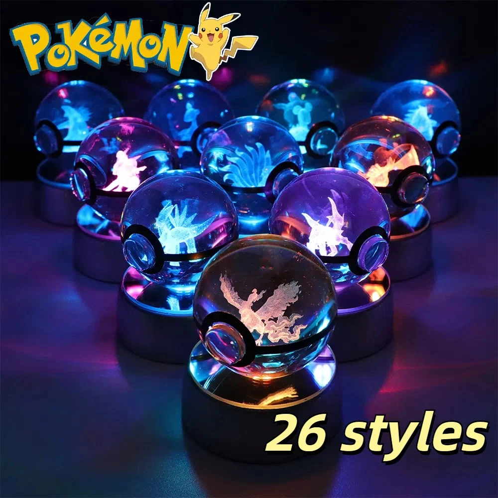 Pokemon 3D Crystal Ball Pikachu Gengar Eevee Mewtwo Anime Game Pokeball Led Night Light Base Kids Birthday… Pokemon 3D Crystal Ball Pikachu Gengar Eevee Mewtwo Anime Game Pokeball Led Night Light Base Kids Birthday…
