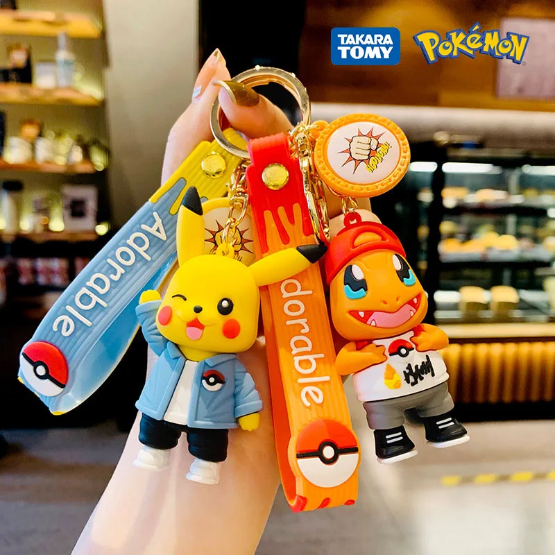 Pokemon brelok figurki Anime Pikachu kreskówka breloczek Charmander Psyduck modna torba brelok wisiorek…