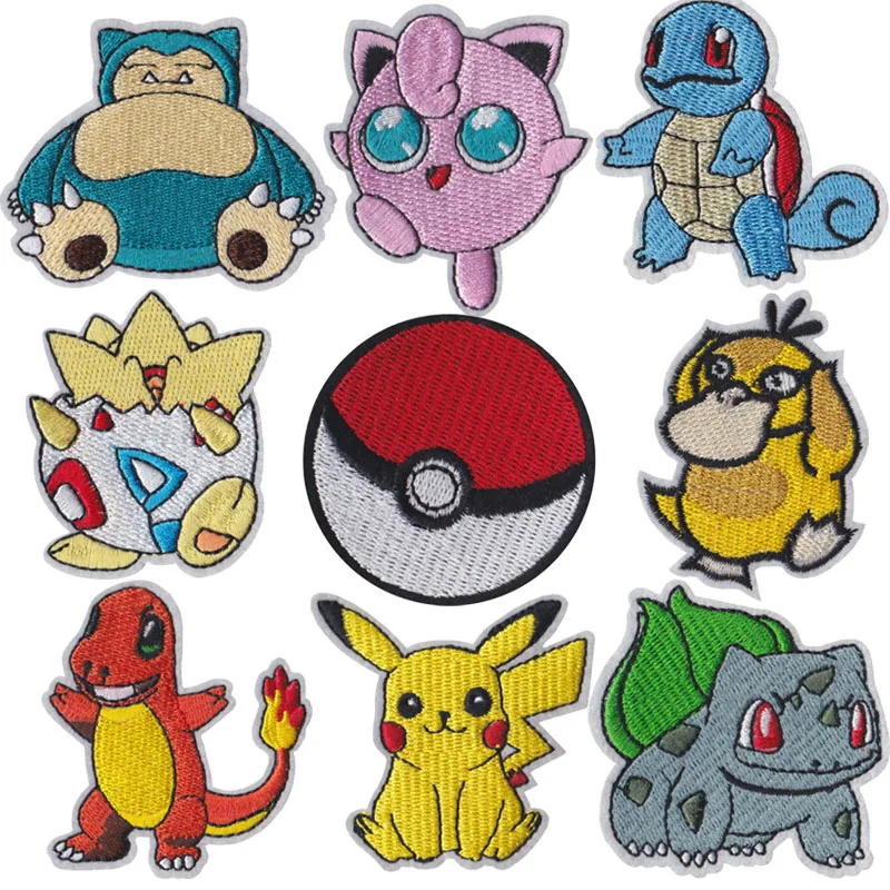 Pokemon Cloth Patch Pikachu naszywki na ubrania szyć na łaty hafty aplikacja żelazko na odzież Cartoon do…