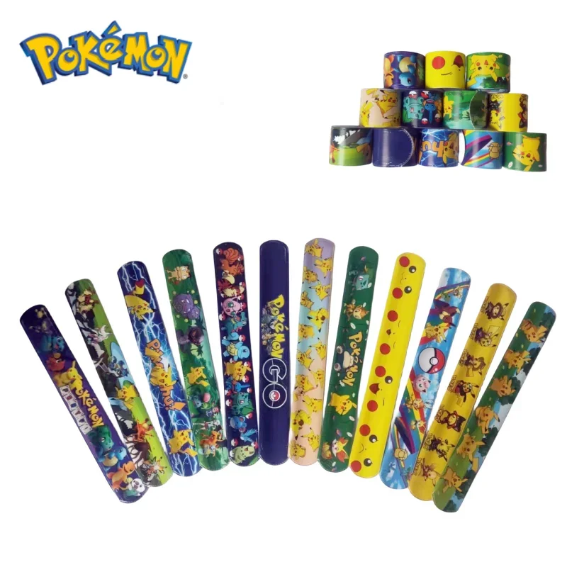 Pokemon Pikachu opaski na rękę Slap Snap Wrap bransoletka Anime lalki postacie dzieci pierścionek na rękę…