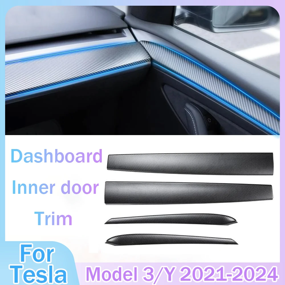 Pokrywa deski rozdzielczej samochodu dla Tesla Model 3 Y Panel wykończenia deski rozdzielczej drzwi z włókna… Pokrywa deski rozdzielczej samochodu dla Tesla Model 3 Y Panel wykończenia deski rozdzielczej drzwi z włókna…