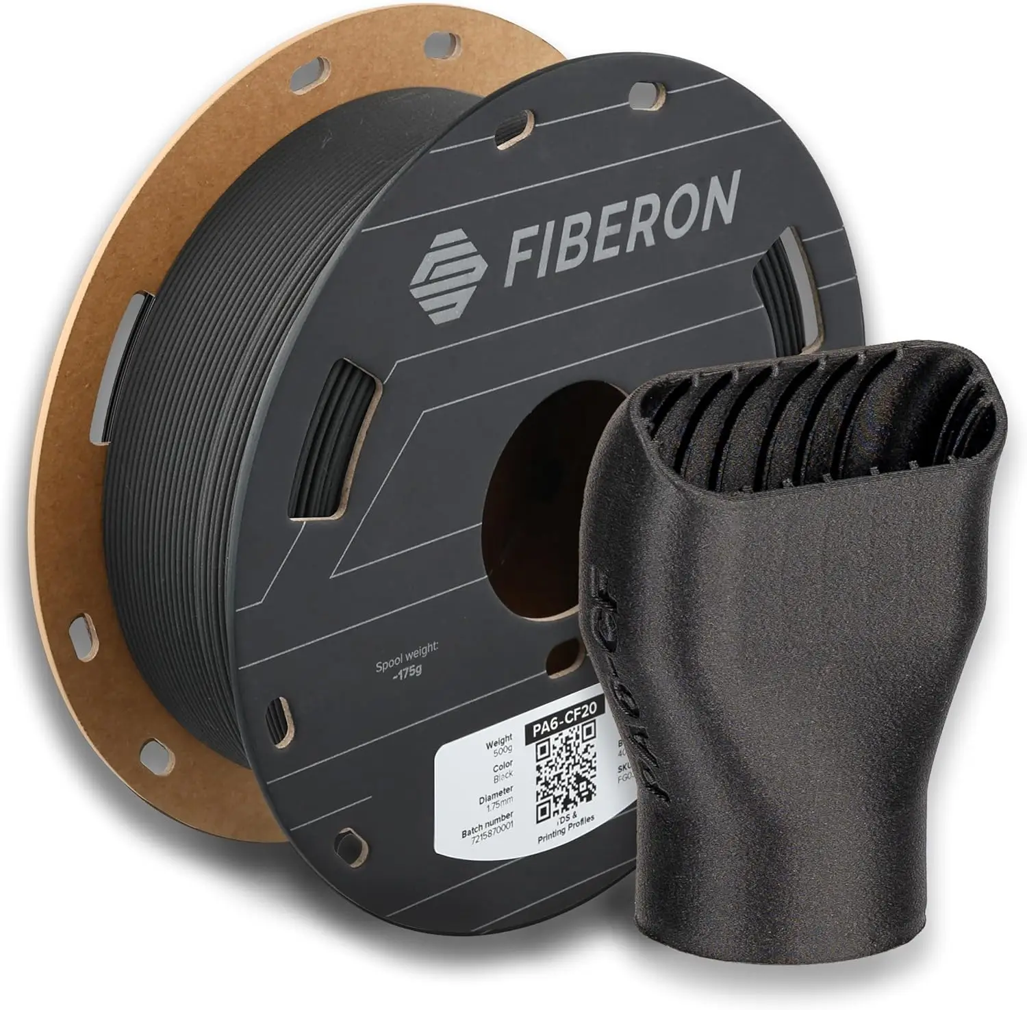 Polymaker Fiberon PA6-CF20 1.75mm 0.5kg Black Carbon Fiber Nylon 3D Printer Filament for Functional Metal… Polymaker Fiberon PA6-CF20 1.75mm 0.5kg Black Carbon Fiber Nylon 3D Printer Filament for Functional Metal…
