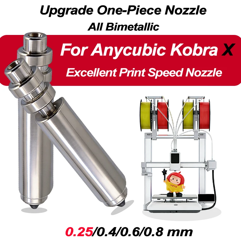 Precyzyjna, bimetalowa, niklowana dysza zamienna do Anycubic Kobra X, jednoczęściowy hotend ze stali… Precyzyjna, bimetalowa, niklowana dysza zamienna do Anycubic Kobra X, jednoczęściowy hotend ze stali…