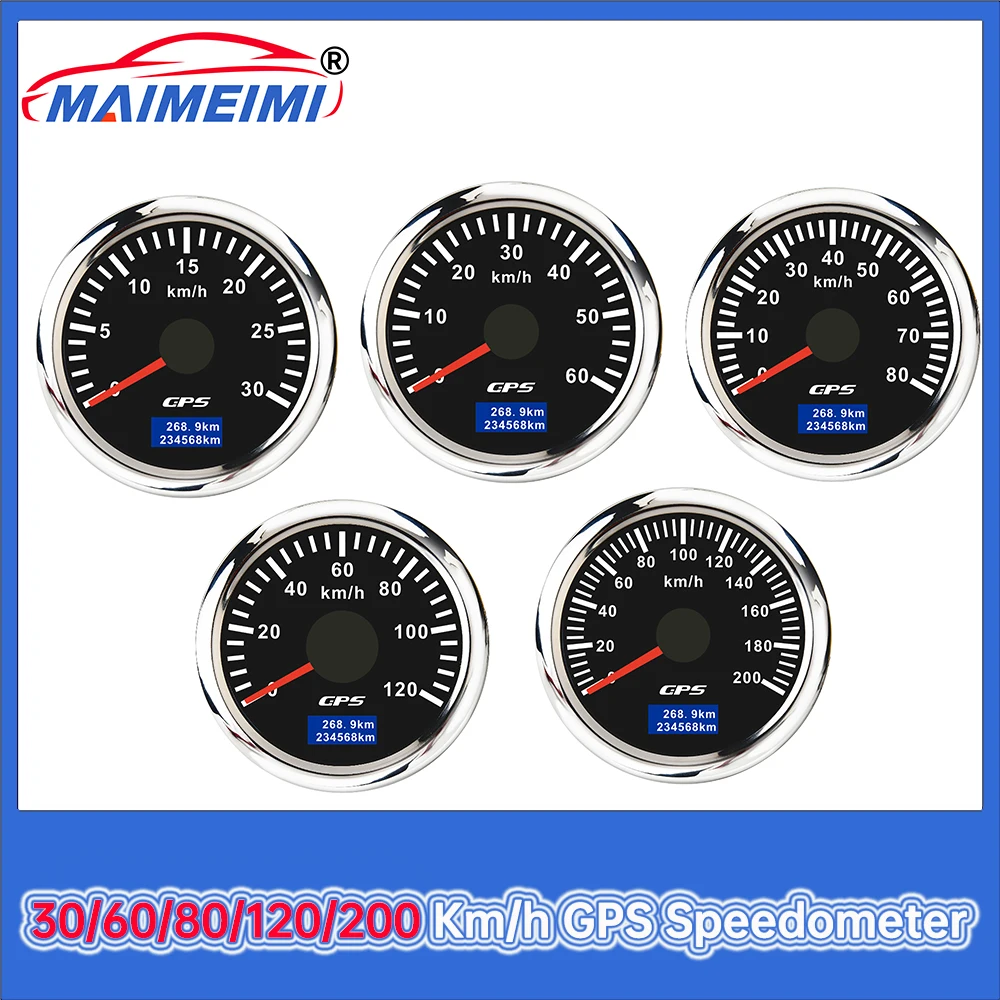 Prędkościomierz GPS 30/60/80/120/200 km/h z anteną GPS 52MM do samochodu ciężarowego z 7-kolorowym…