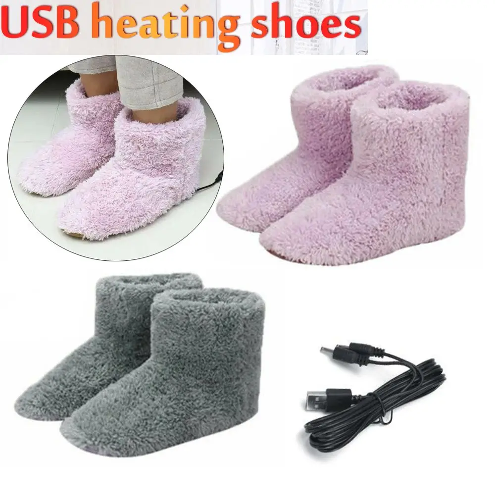 Prezent Wygodne, zmywalne, ładowane przez USB Elektryczne podgrzewane buty Ciepłe zimowe ocieplane pantofle…
