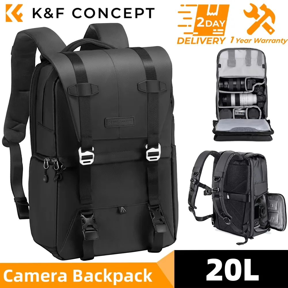 Profesjonalny plecak fotograficzny K&F CONCEPT, torba podróżna na zewnątrz, z możliwością przenoszenia…