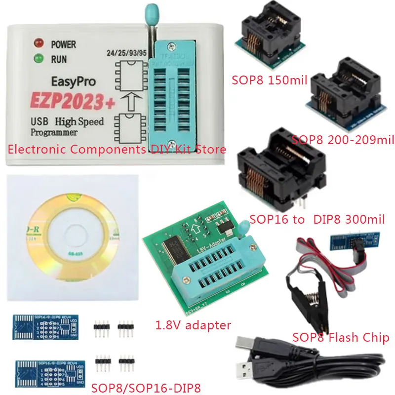 Programator USB SPI EZP2023 High-Speed + 12 Adapterów Obsługuje 24 25 26 93 95 EEPROM 25 Flash Bios Chip… Programator USB SPI EZP2023 High-Speed + 12 Adapterów Obsługuje 24 25 26 93 95 EEPROM 25 Flash Bios Chip…