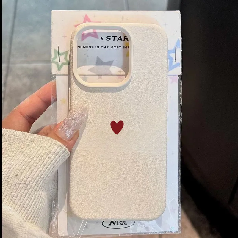 Proste czerwone etui na telefon z miękkiego TPU w kształcie serca dla iPhone 17 Air 16 14 13 12 11 Pro Max 7 8…