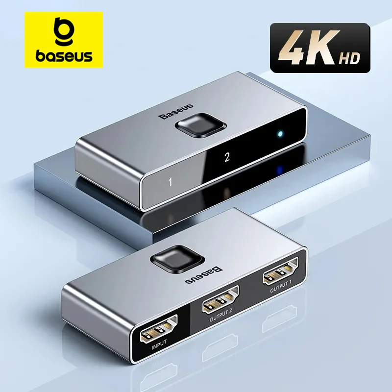 Przełącznik Baseus kompatybilny z HDMI 4K 60 Hz dwukierunkowy adapter audio 1×2/2×1 HDR do PS4 TV Box…