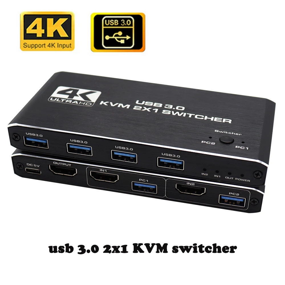 Przełącznik KVM USB 4K, przełącznik USB 3.0, przełącznik KVM kompatybilny z HDMI, 2 wejścia 1 wyjście do… Przełącznik KVM USB 4K, przełącznik USB 3.0, przełącznik KVM kompatybilny z HDMI, 2 wejścia 1 wyjście do…