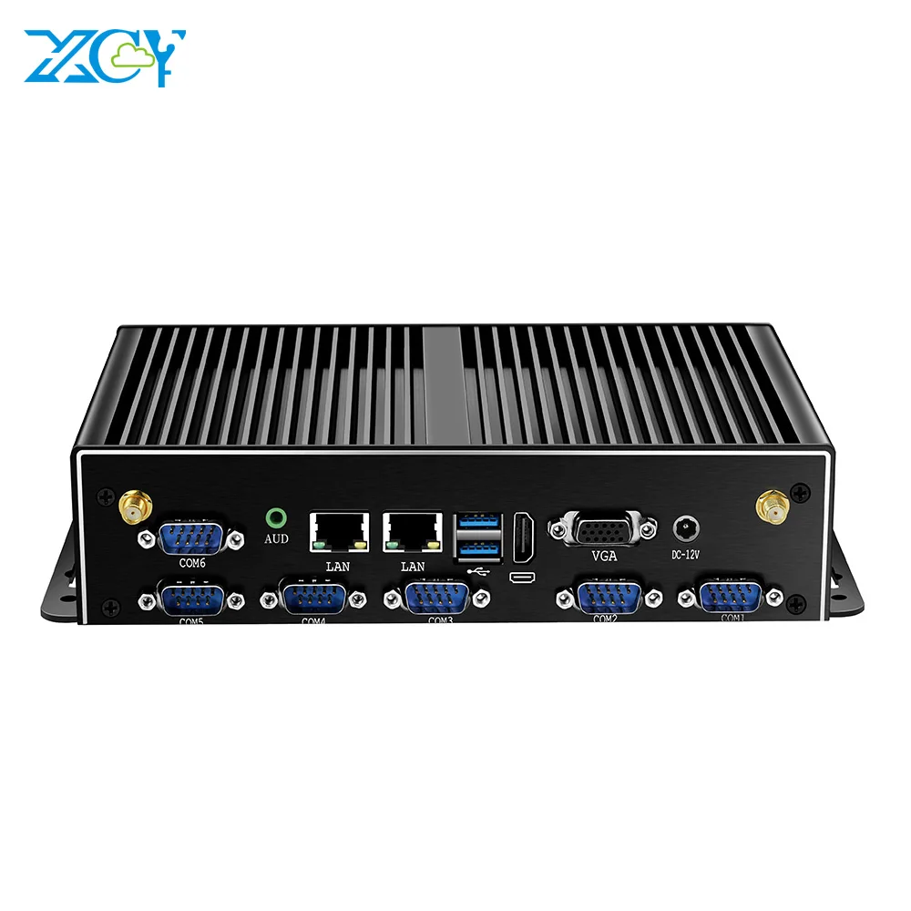 Przemysłowy mini PC bez wentylatora XCY Intel Core I7 5500U 2x GbE LAN 6x COM RS232 HDMI VGA 6x USB Obsługa…