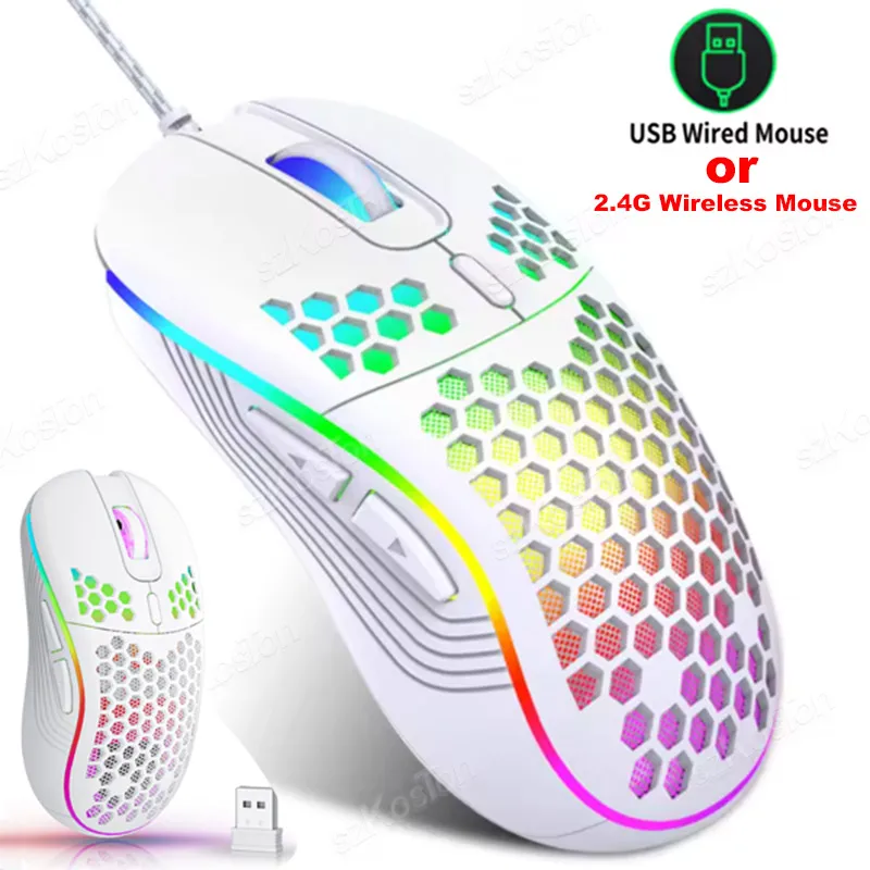 Przewodowa mysz gamingowa Honeycomb z podświetleniem RGB, regulacją DPI do 7200, ergonomiczna mysz USB do…