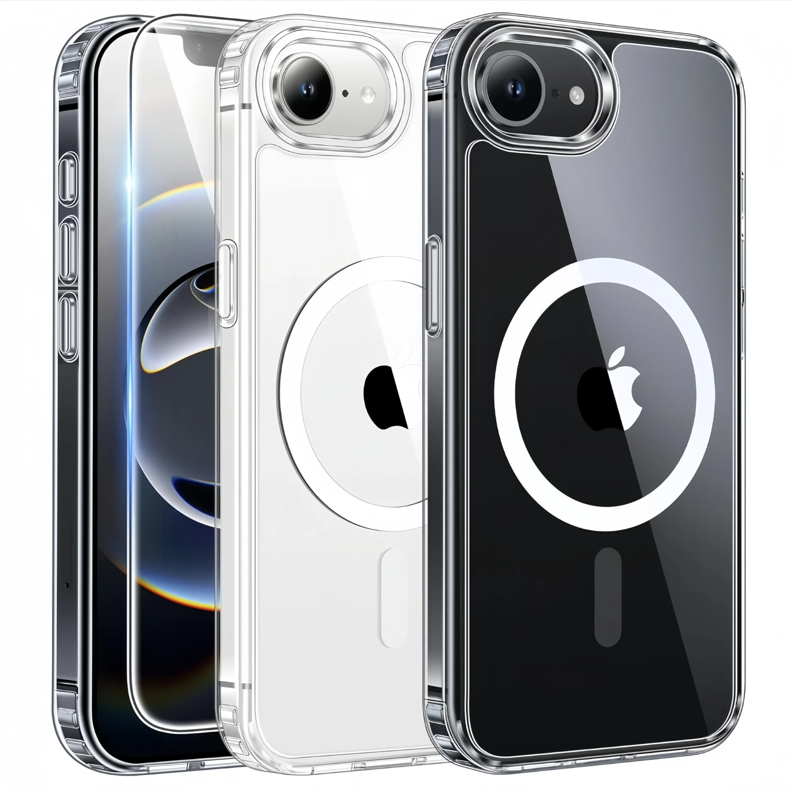 Przezroczyste etui na iPhone 17e, magnetyczne etui na telefon z osłoną ekranu, kompatybilne z magnesami…