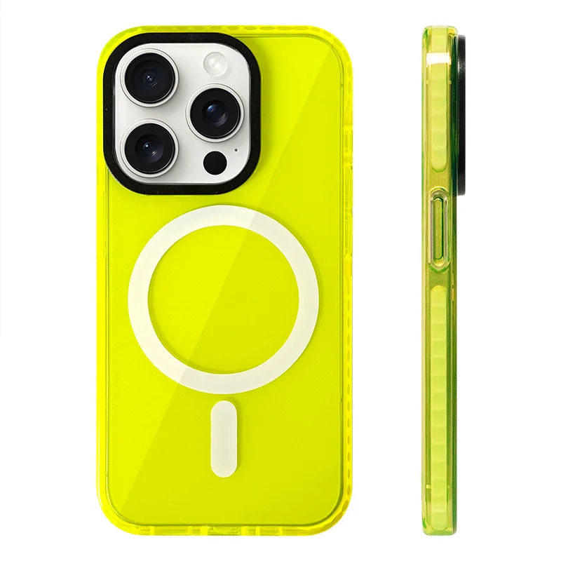 Przezroczyste etui na telefon MagSafe w neonowych kolorach dla iPhone’a 17 16 15 Pro Max 14Pro 13 14 12…