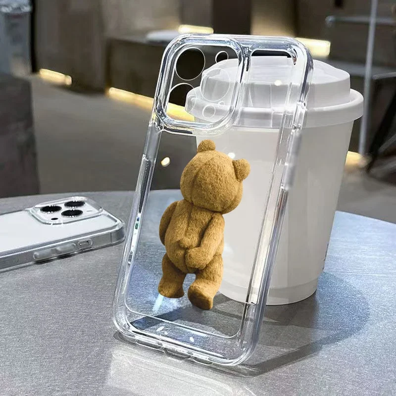 Przezroczyste etui z motywem kreskówkowej pary misiów na Samsung Galaxy S26 S25 S24 S23 Ultra S22 Plus S21 FE…