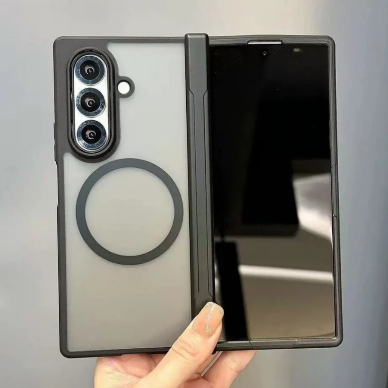 Przezroczyste Matowe Magnetyczne Etui z Ochroną Zawiasu Kompatybilne z Magsafe do Samsung Galaxy Z Fold 8 Wide… Przezroczyste Matowe Magnetyczne Etui z Ochroną Zawiasu Kompatybilne z Magsafe do Samsung Galaxy Z Fold 8 Wide…
