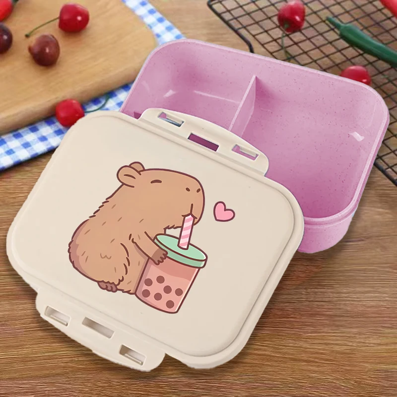 Pudełko na lunch Bento z kapibarą, figurki zwierząt anime, pojemniki na żywność, kreskówkowe kawaii, dla…