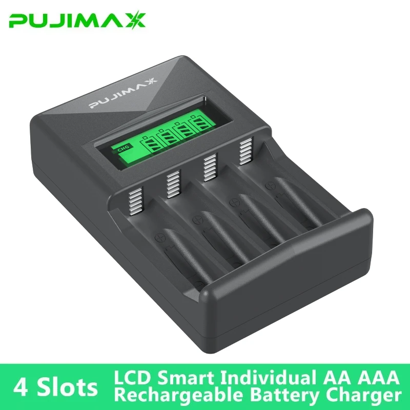 PUJIAMX AA/AAA ładowarka do akumulatorów wyświetlacz LCD przenośny adapter kabel USB typ C interfejs baterii…