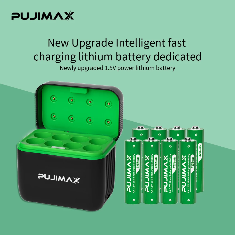 PUJIMAX 1.5V Stałonapięciowa Ładowalna Bateria AA Li-ion 4255mWh z Inteligentnym Wyświetlaczem LED i Ładowarką… PUJIMAX 1.5V Stałonapięciowa Ładowalna Bateria AA Li-ion 4255mWh z Inteligentnym Wyświetlaczem LED i Ładowarką…