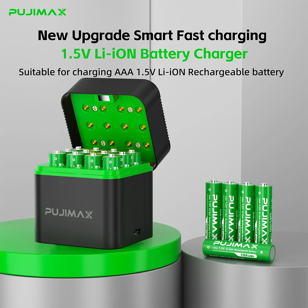 PUJIMAX 12-gniazdowy inteligentny pojemnik ładujący 1,5 V AAA 1100 mWh Zestaw ładowarek do akumulatorów… PUJIMAX 12-gniazdowy inteligentny pojemnik ładujący 1,5 V AAA 1100 mWh Zestaw ładowarek do akumulatorów…