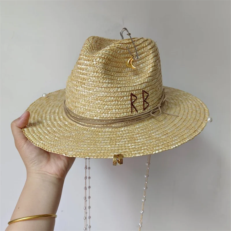 Punk Chain Straw Hat Pearl Chain DIY Jazz cap Sun Hat New Korean Letter Hat Beach Hat Men’s and Women’s Punk… Punk Chain Straw Hat Pearl Chain DIY Jazz cap Sun Hat New Korean Letter Hat Beach Hat Men’s and Women’s Punk…