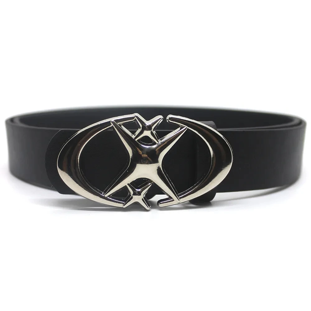 Punk Moon Star Buckle Belt Design Cross Metal Vintage Gothic Men Women Y2k Belt Pu Leather Waistband Jeans…