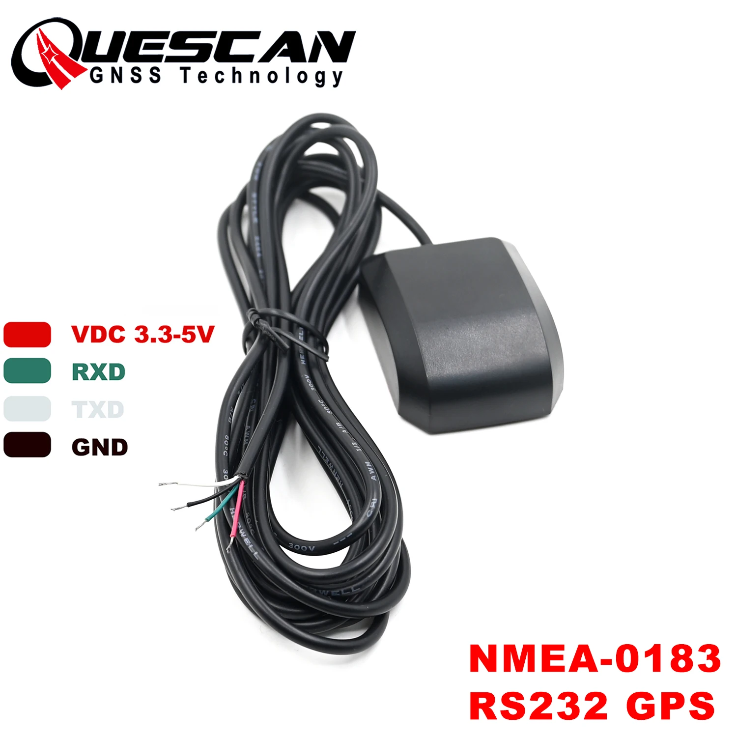 QUESCAN 5V NMEA 0183 RS232 odbiornik z anteną GPS do sterowania przemysłowego GPS RS-232 NMEA0183 QZSS SBAS…