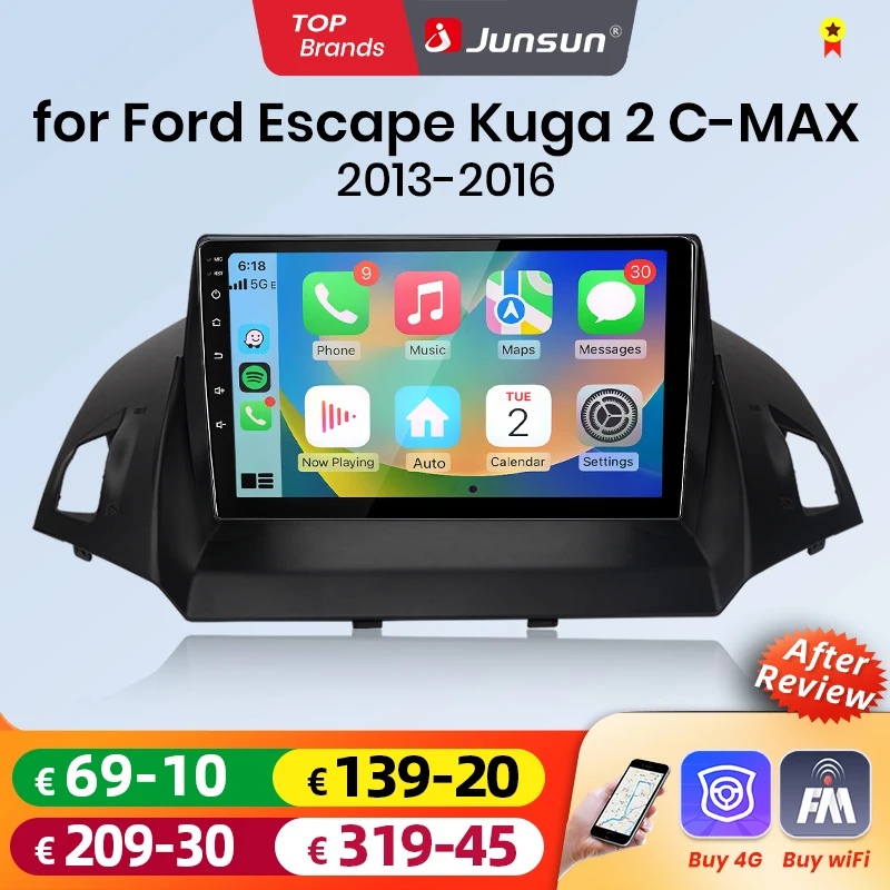 Radio samochodowe Junsun Android Auto do Ford Escape Kuga 2 C-MAX 2013 2014 2015 2016, multimedialny…