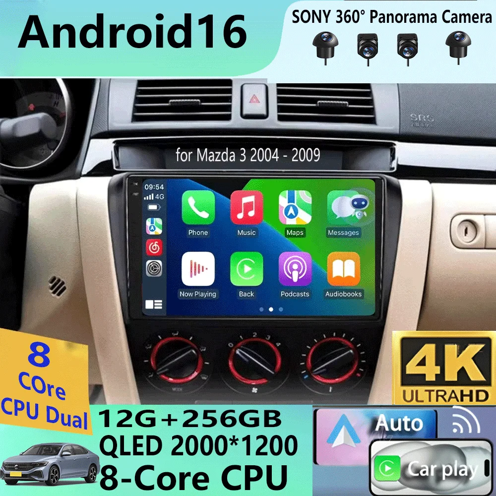 Radio samochodowe z Androidem 16 i odtwarzaczem wideo do Mazdy 3 2004 – 2009 2din z BOSE Multimedia Carplay…