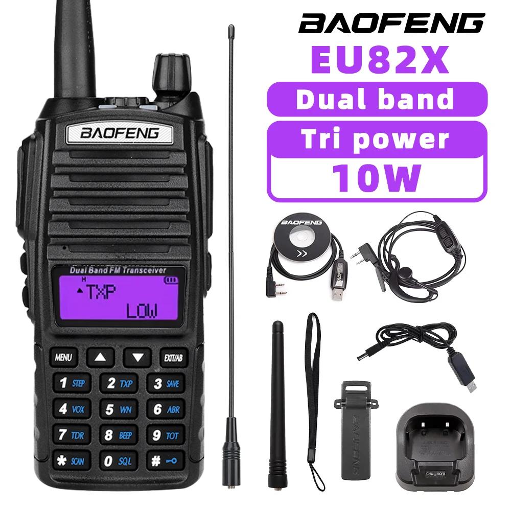 Radiotelefon Baofeng EU82X o dużej mocy 5/8/10W, dwuzakresowy VHF UHF FM, transceiver UV-82, zasięg 5KM…