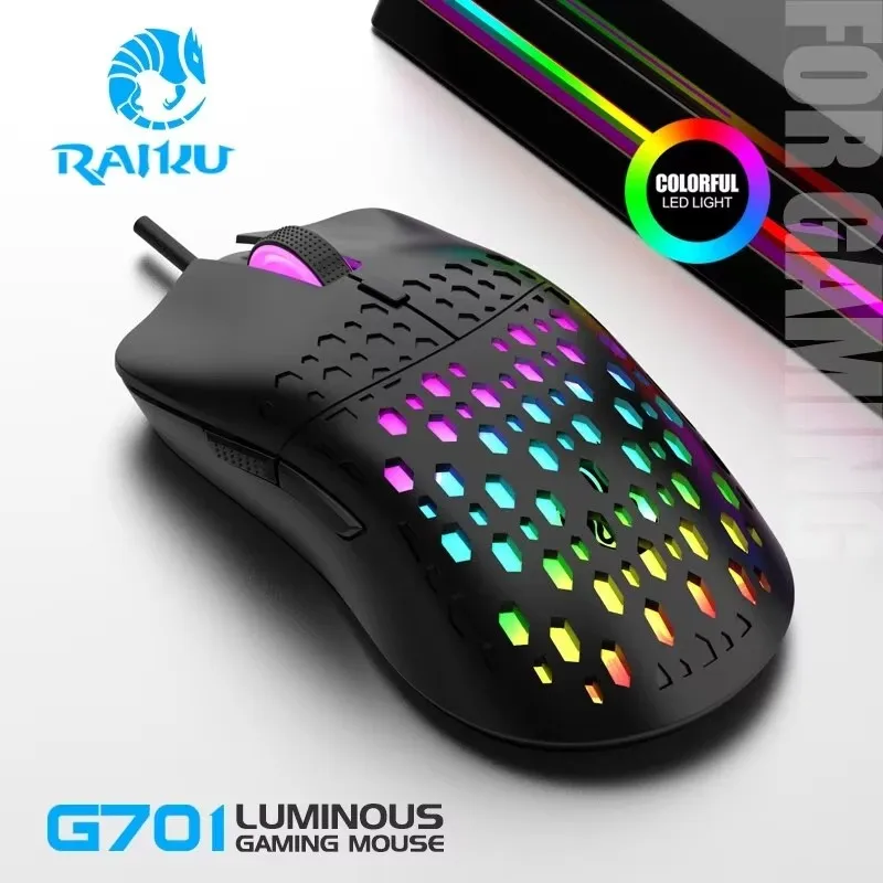 RAIKU G701 Przewodowa 6-klawiszowa mysz Kolorowe oświetlenie do gier i biura dla systemu Microsoft Windows i… RAIKU G701 Przewodowa 6-klawiszowa mysz Kolorowe oświetlenie do gier i biura dla systemu Microsoft Windows i…