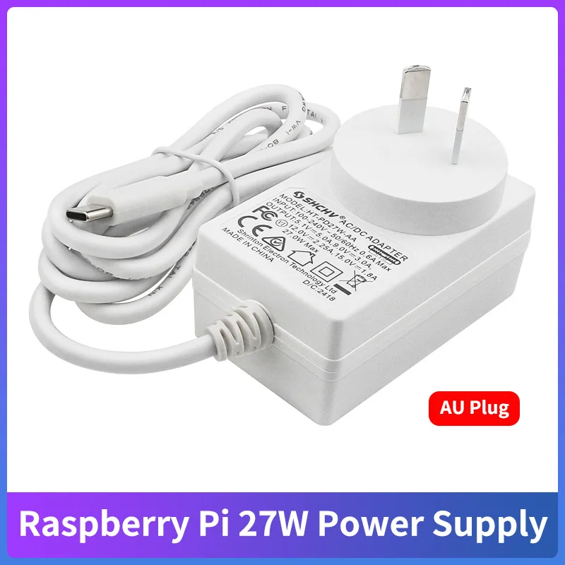Raspberry Pi 5 27W zasilacz USB-C 5.1V 5A PD ładowanie Adapter wtyczka zasilania 1.2M kabel do Raspberry Pi 5 Raspberry Pi 5 27W zasilacz USB-C 5.1V 5A PD ładowanie Adapter wtyczka zasilania 1.2M kabel do Raspberry Pi 5