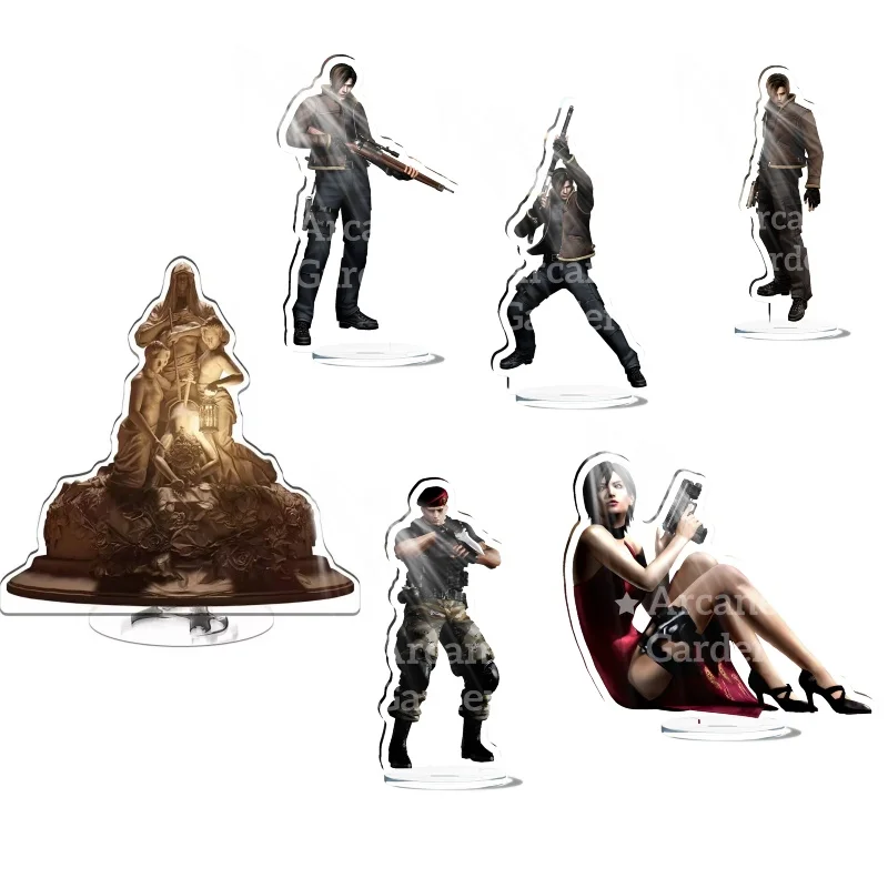 RE4 Resident Evil 4 Leon Scott Castle Reset Kennedy Brelok Akrylowy Stojak Model Płytka Hurtownia Produkty…