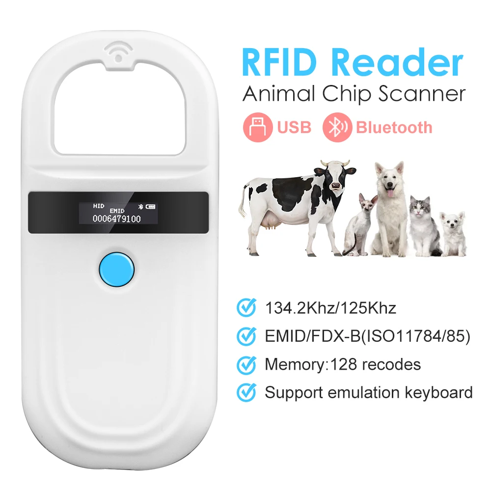 Ręczny czytnik RFID dla zwierząt 134,2 kHz 125 kHz Skaner mikrochipów dla zwierząt domowych FDX-B Szklany chip…
