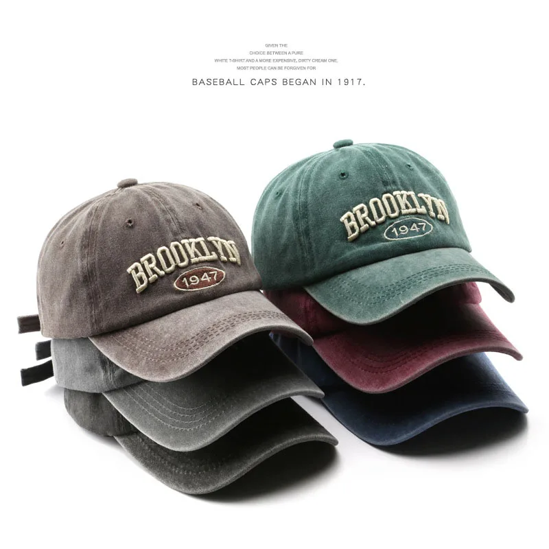 Retro brooklyn wyszywane litery czapki baseballowe wiosna lato mężczyźni kobiety bawełna regulowany kapelusz…