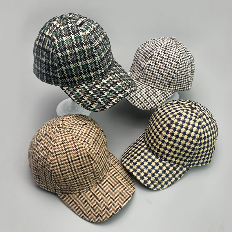 Retro Moda Brytyjski Styl Krata Houndstooth Męskie Damskie Czapki Baseballowe Bawełniane Oddychające… Retro Moda Brytyjski Styl Krata Houndstooth Męskie Damskie Czapki Baseballowe Bawełniane Oddychające…