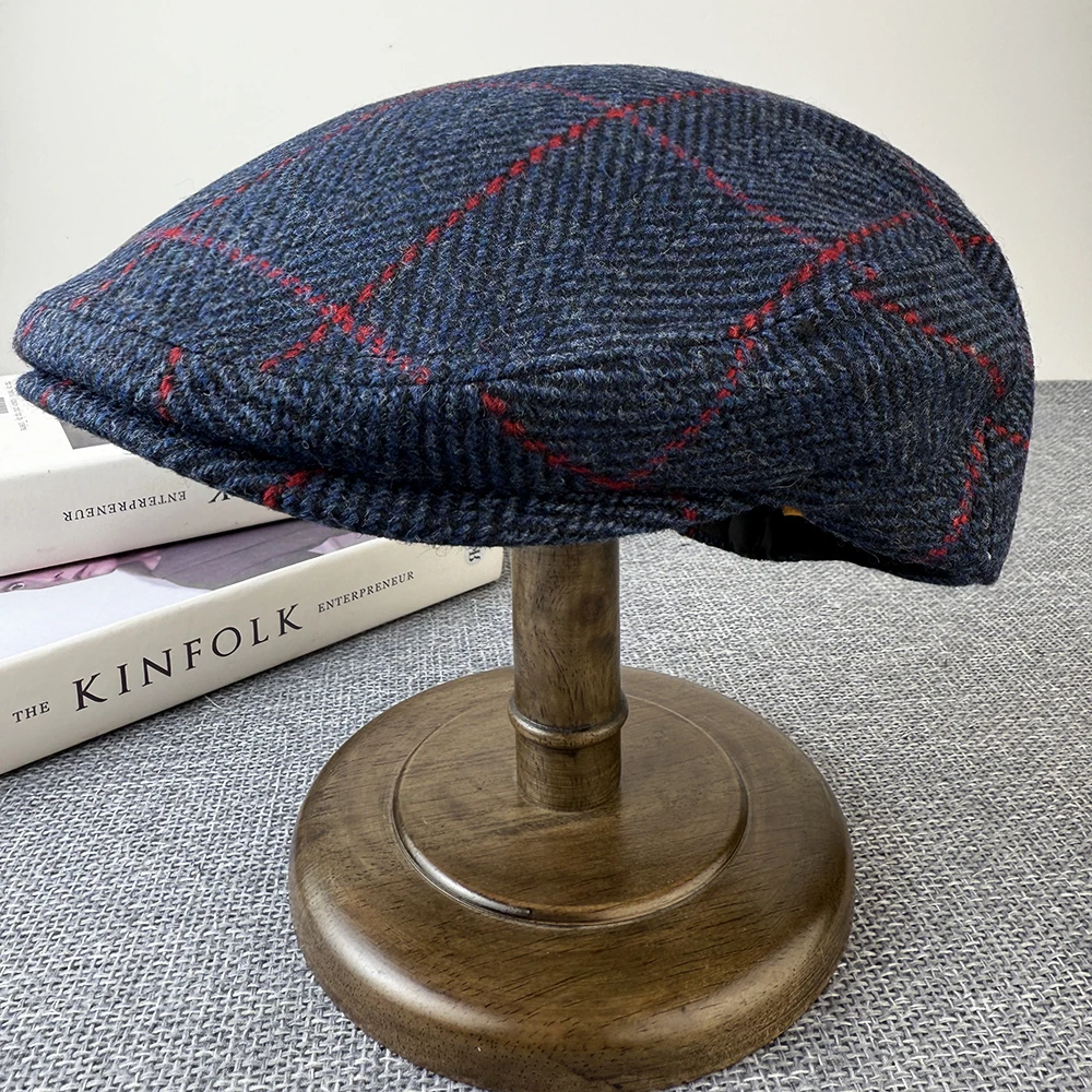 Retro niebieskie berety mężczyźni wysokiej jakości jesienno-zimowa wełniana czapka w jodełkę płaska czapka… Retro niebieskie berety mężczyźni wysokiej jakości jesienno-zimowa wełniana czapka w jodełkę płaska czapka…