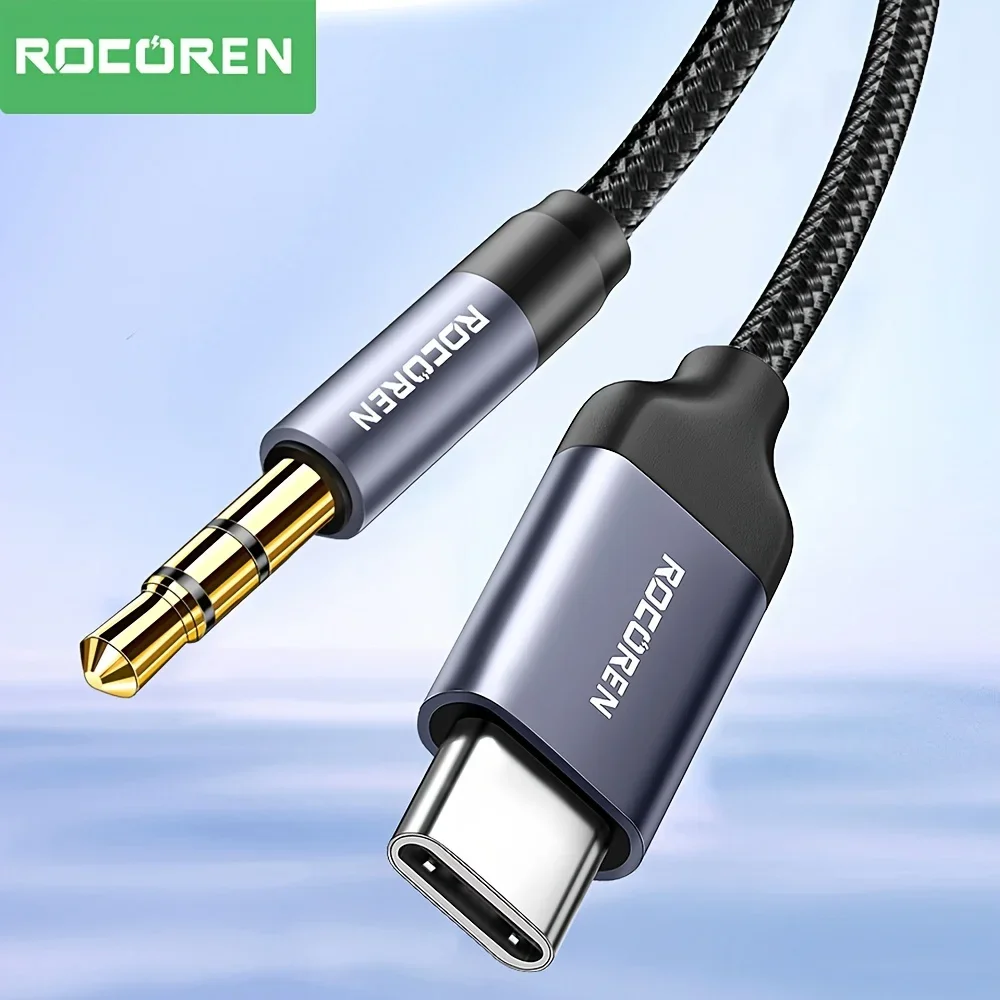 Rocoren USB typu C do 3,5 mm Jack Aux Audio Adapter kabla męskiego do męskiej wtyczki słuchawkowej Przewód… Rocoren USB typu C do 3,5 mm Jack Aux Audio Adapter kabla męskiego do męskiej wtyczki słuchawkowej Przewód…