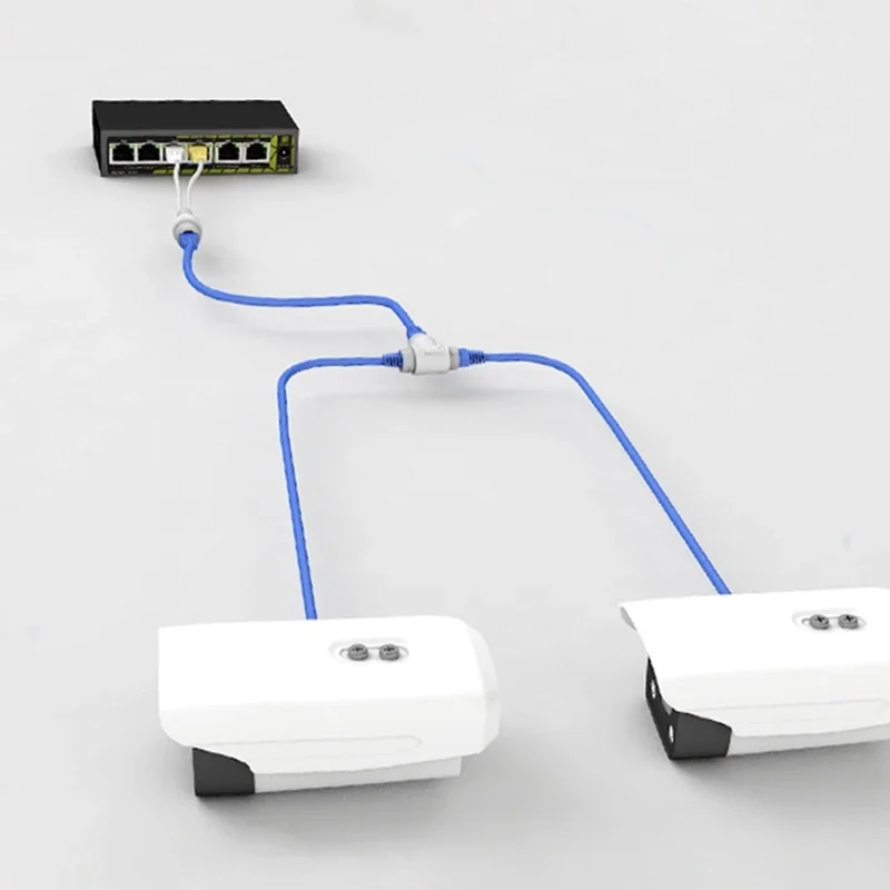 Rozdzielacz POE Złącze kablowe sieciowe 2 w 1 Trójdrożne złącze RJ45 do kamery bezpieczeństwa Akcesoria…