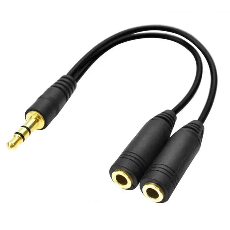 Rozgałęźnik słuchawkowy, przedłużacz 3,5 mm Rozgałęźnik audio stereo Y (dźwięk Hi-Fi), rozgałęźnik męski 3,5…
