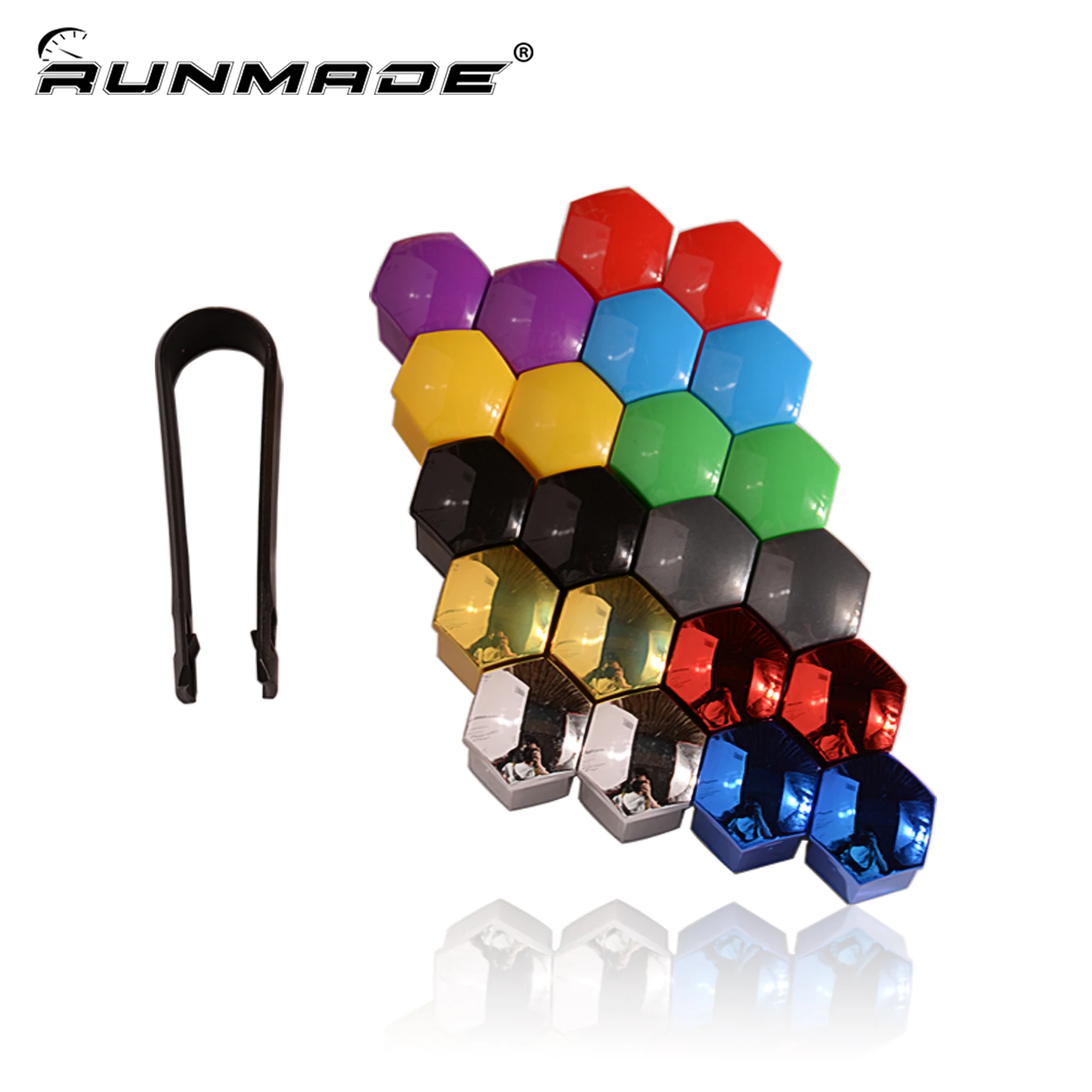 Runmade 20 szt. Osłonki na śruby kół samochodowych, sześciokątne osłony antykorozyjne, 17mm 19mm 21mm…