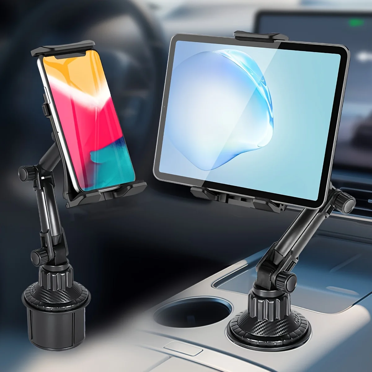 Samochodowy stojak na tablet Gniazdo na kubek 360 Regulowany uchwyt na smartfona 270 Drążek uchylny Trójkątna…