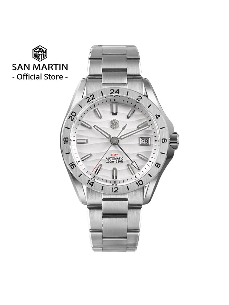 San Martin nowy 39mm tekstura pustyni luksusowy męski strój biznesowy GMT zegarek NH34 automatyczny…