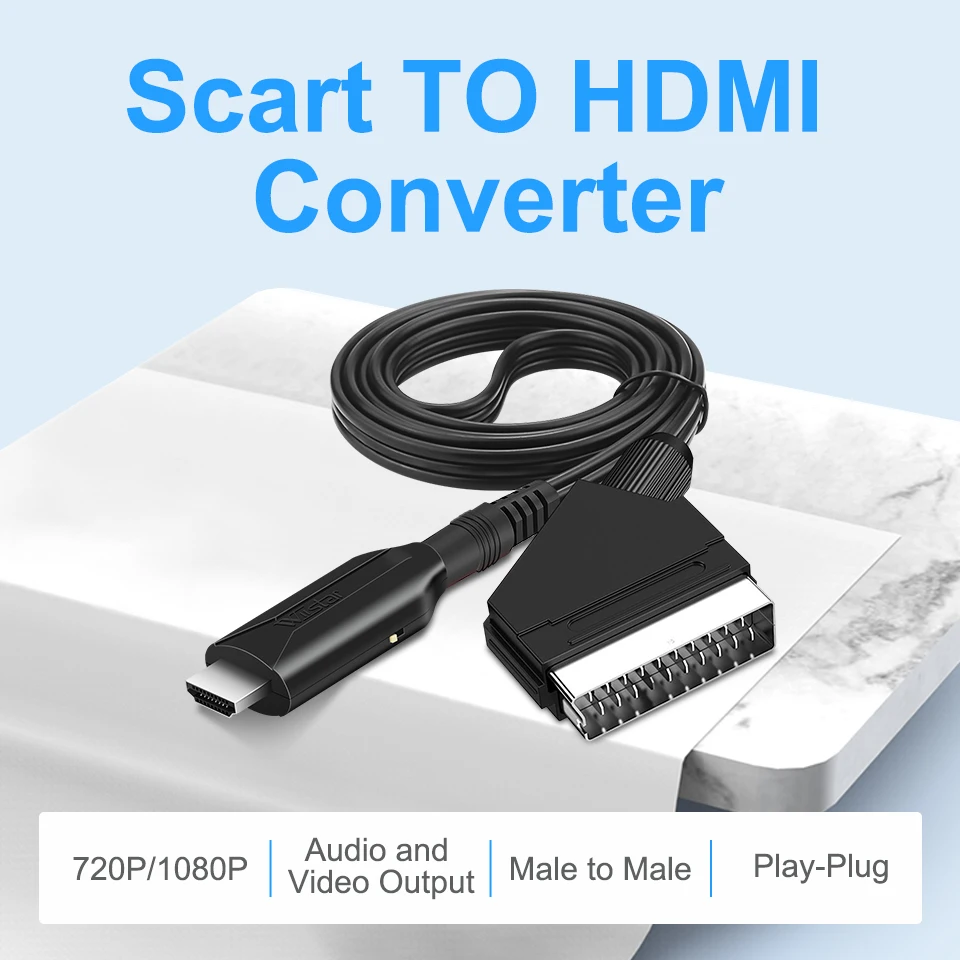 Scart to kompatybilny kabel konwertera profesjonalny Adapter Audio wideo do telewizora HD akcesoria do gier… Scart to kompatybilny kabel konwertera profesjonalny Adapter Audio wideo do telewizora HD akcesoria do gier…