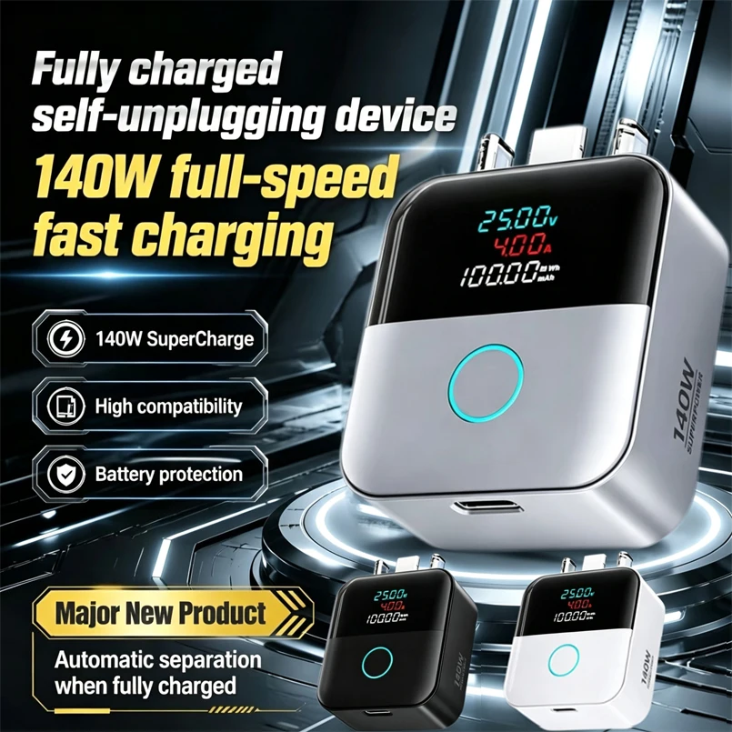 Separator do ładowania telefonu 140W z funkcją automatycznego wyłączania, kabel do szybkiego ładowania Type-C… Separator do ładowania telefonu 140W z funkcją automatycznego wyłączania, kabel do szybkiego ładowania Type-C…